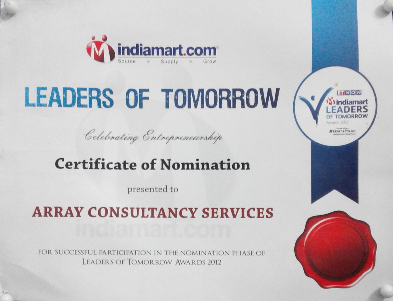 Array Consultancy Services awarded top 100 SME in India by Economic Times 1 Array Consultancy Services awarded top 100 SME in India by Economic Times